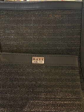 Maxx New York Black Woven Tote with Metal Logo